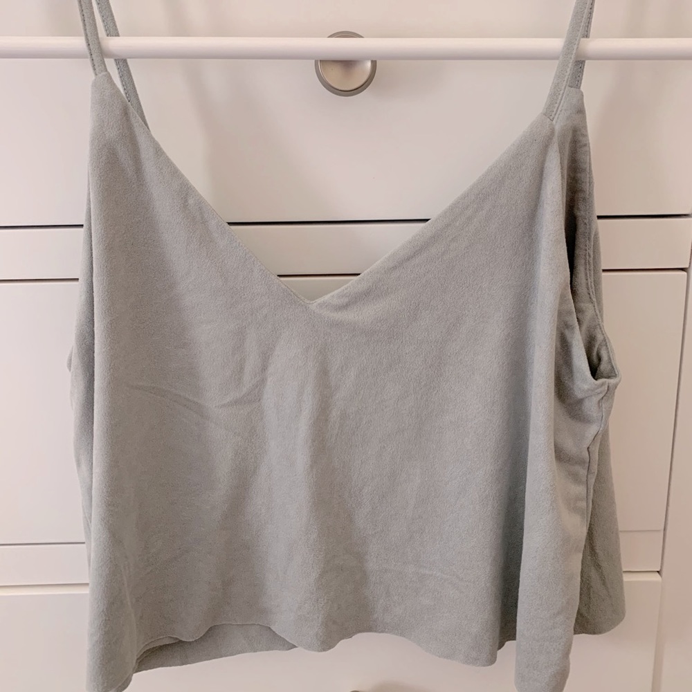 Grey velvet tank crop top